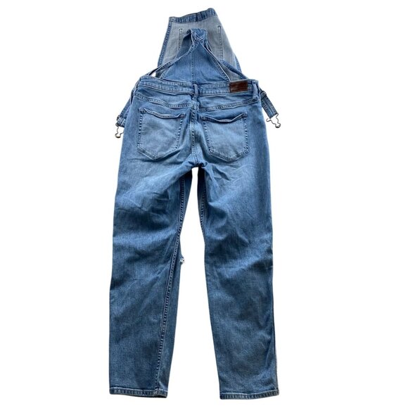 Hollister Womens Boyfriend Overalls Medium Straight Leg Distressed Blue Denim - Picture 2 of 16